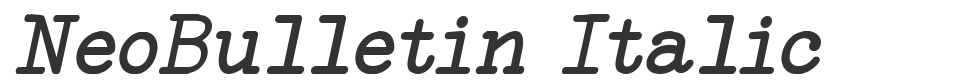 NeoBulletin Italic font preview