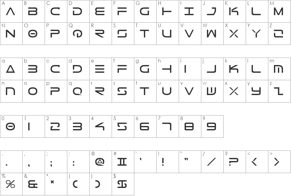 Tele-Marines font character map preview