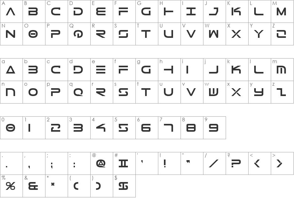 Tele-Marines Bold font character map preview