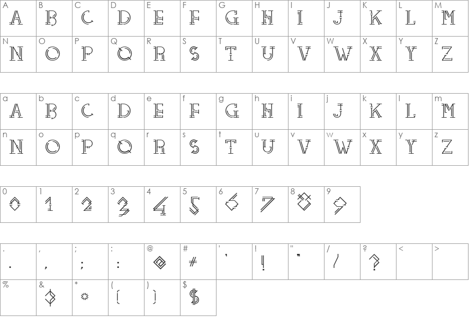 telefono font character map preview