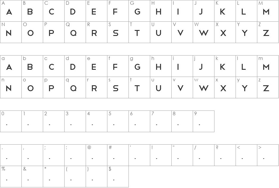 Telegrafico font character map preview
