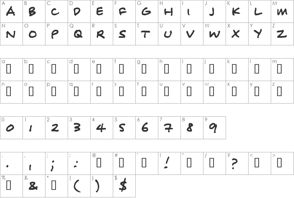 Telegraph font character map preview