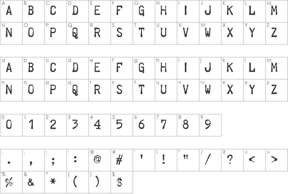 Telegraphem font character map preview