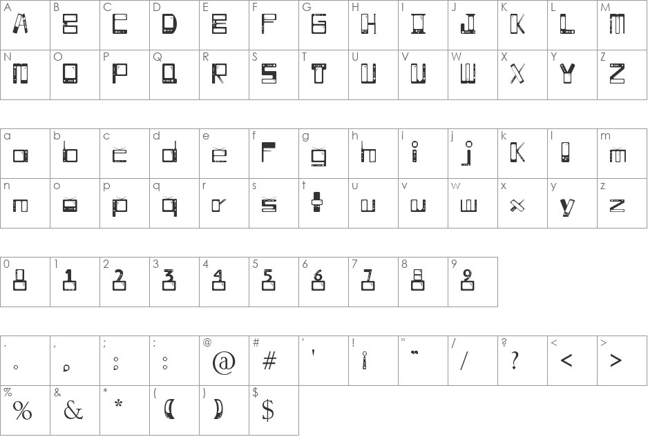 TELESILLAS font character map preview