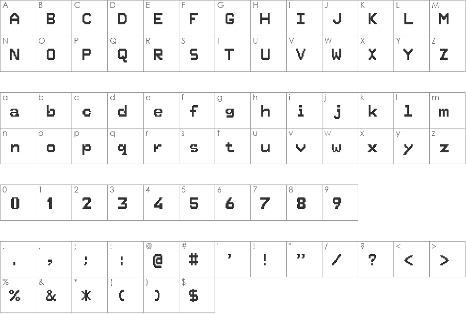 Telespania font character map preview