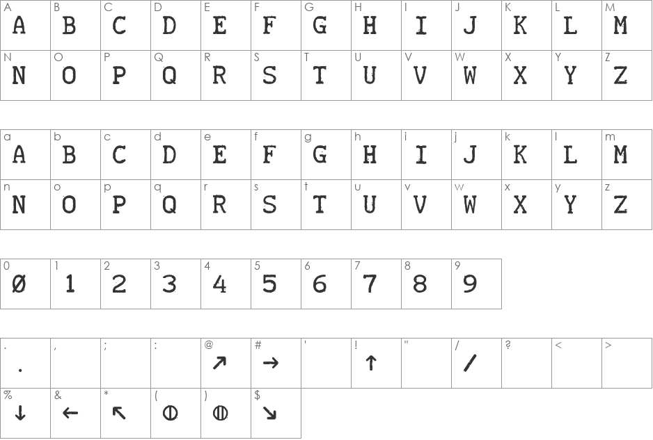 TELETYPE 1945-1985 font character map preview
