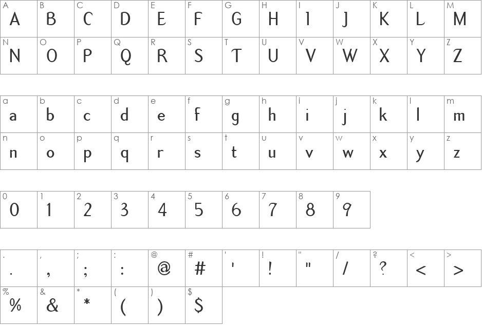 TemaCantanteSansRegular font character map preview