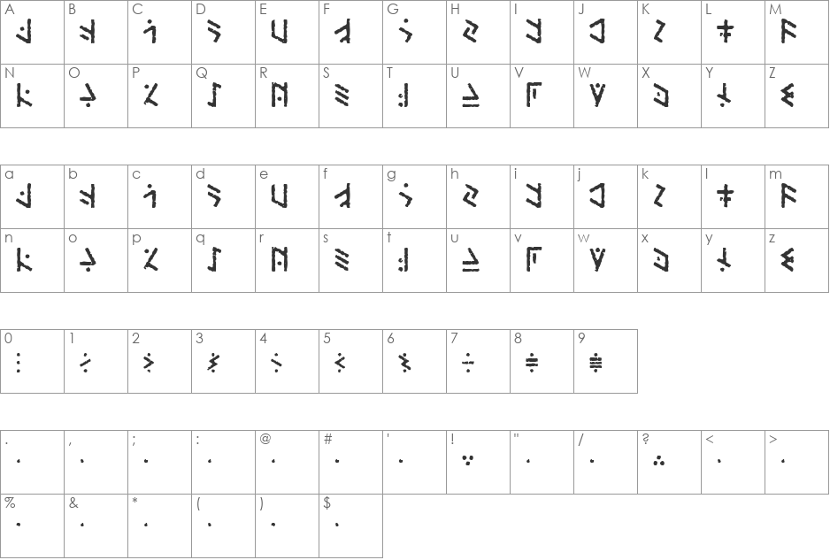 Temphis Brick font character map preview
