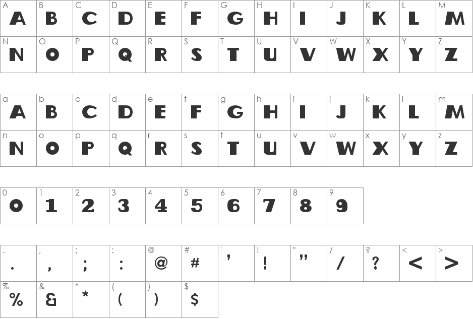 Belle Epoque font character map preview