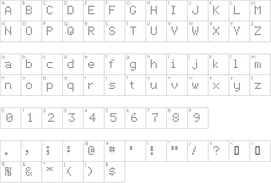 Ten font character map preview