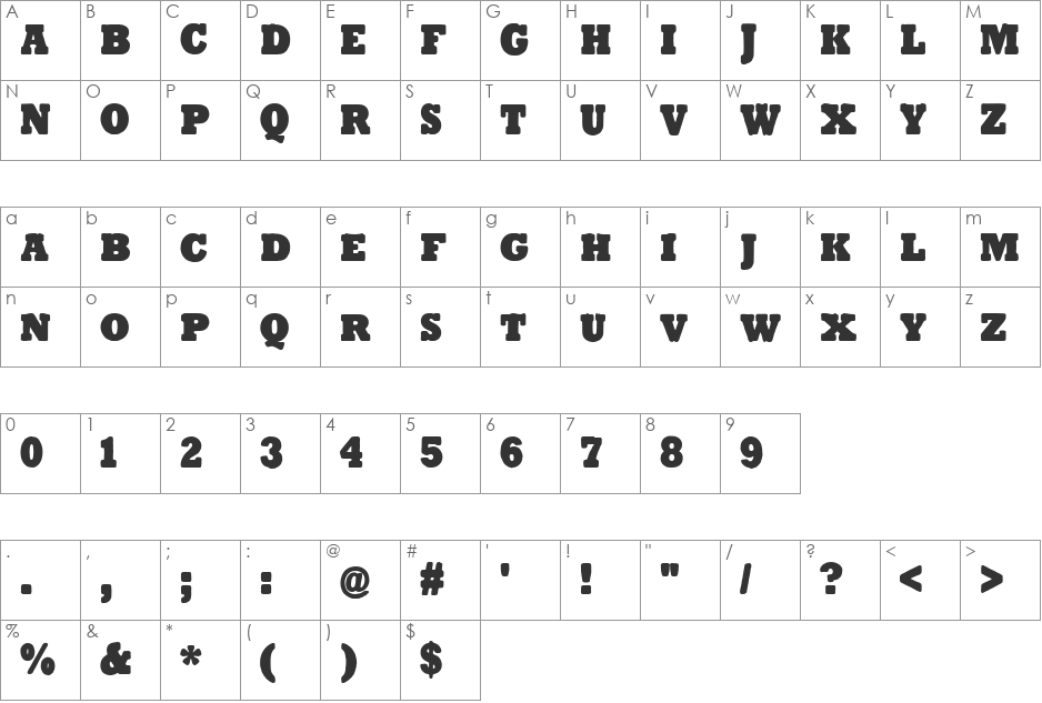 Tender Goliath Small-Caps font character map preview