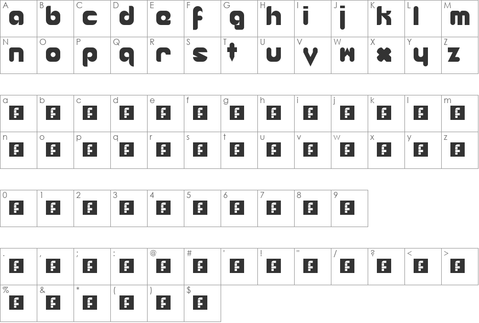 tenseventythree font character map preview