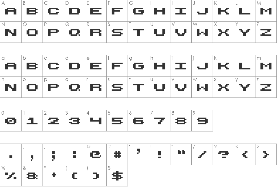 Terminal Wide font character map preview