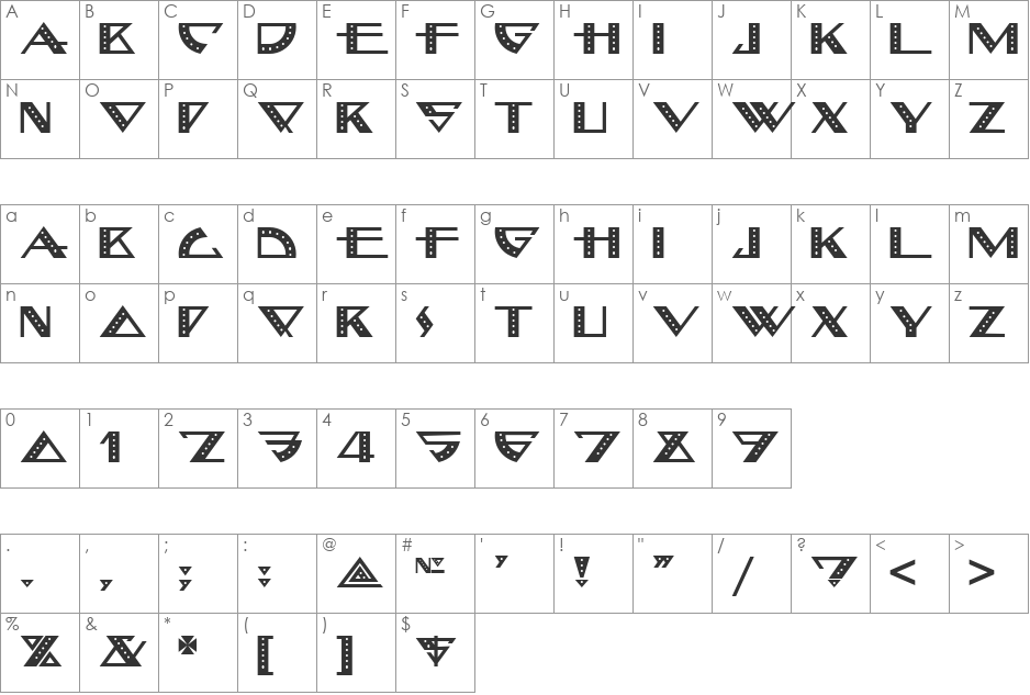 Bellhop NF font character map preview