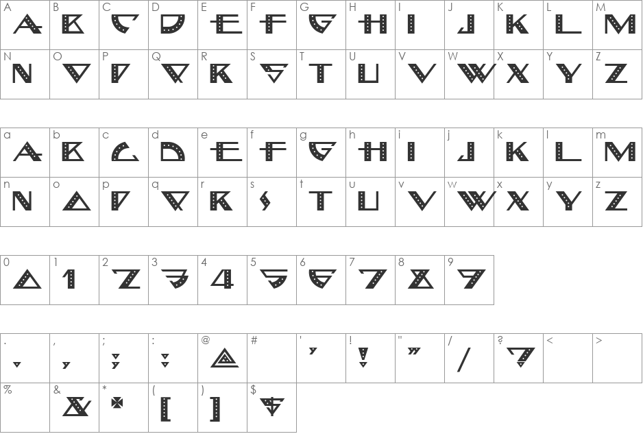 BellhopNF font character map preview