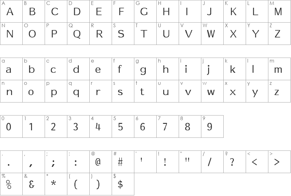 TermPaper font character map preview