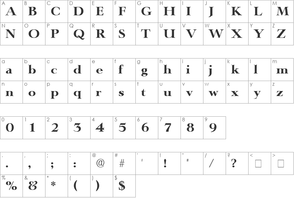 Terono Display SSi font character map preview