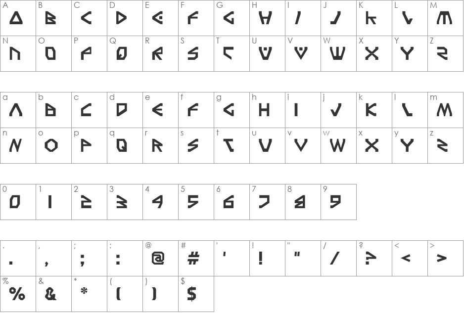 Terra Firma font character map preview