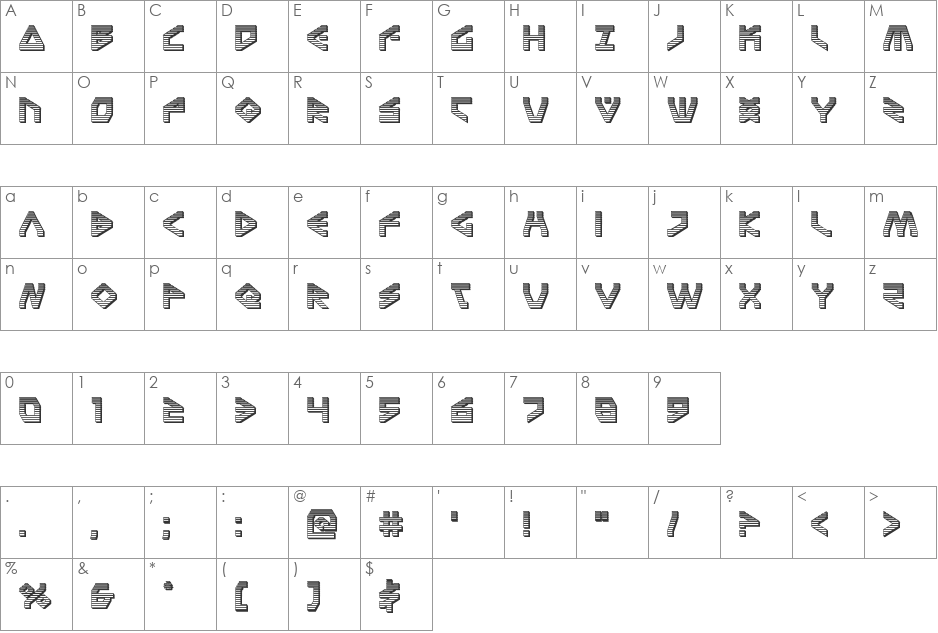 Terra Firma Chrome font character map preview