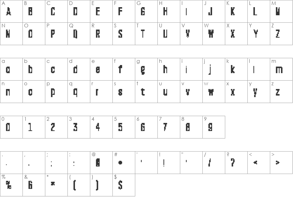 Terrage font character map preview