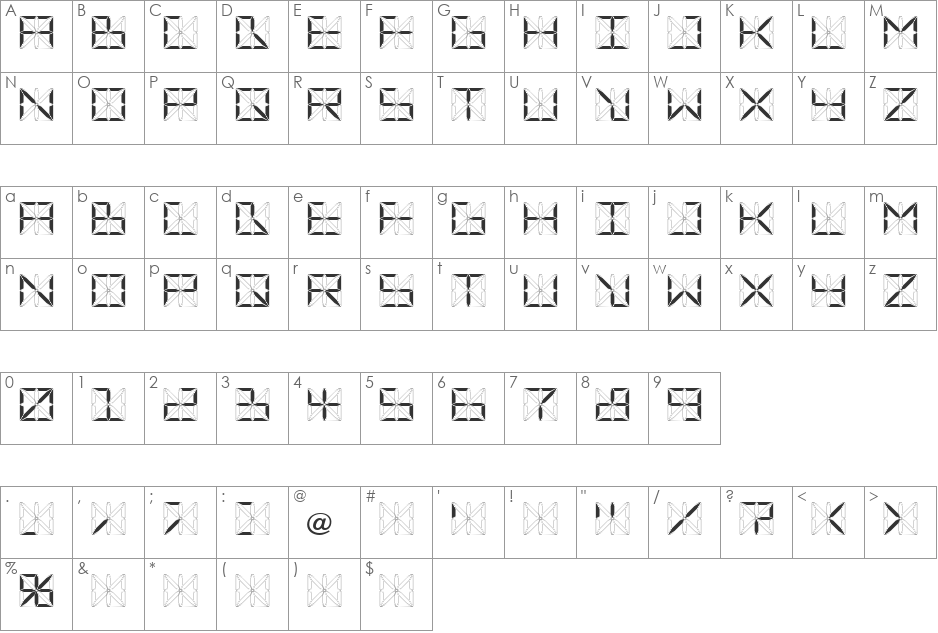 TESLA_02 font character map preview