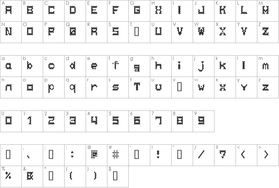 bellows font character map preview