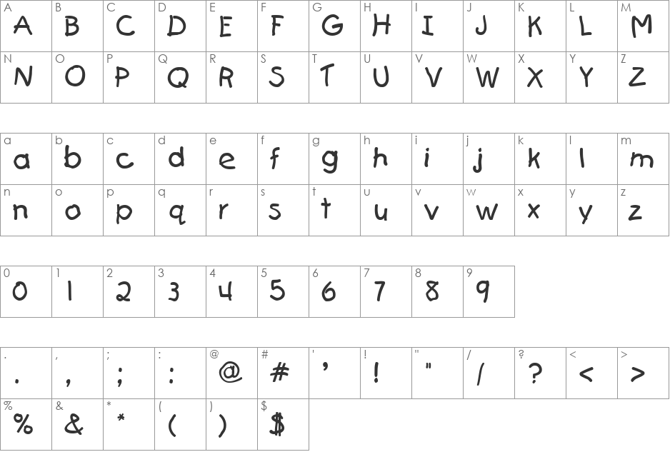 Teslic`sDocument font character map preview