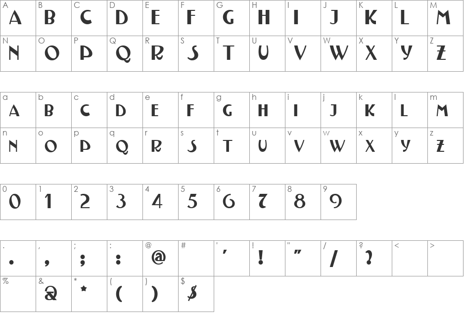 Testarossa NF font character map preview