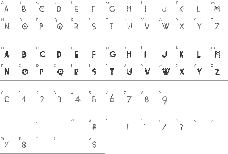 tetradecorative font character map preview