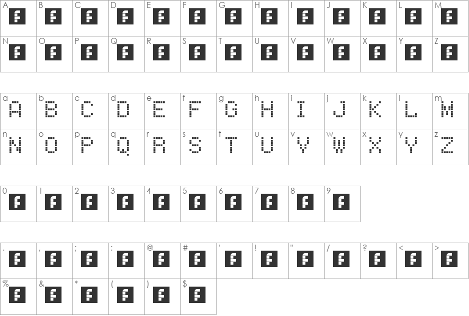 tetris font character map preview