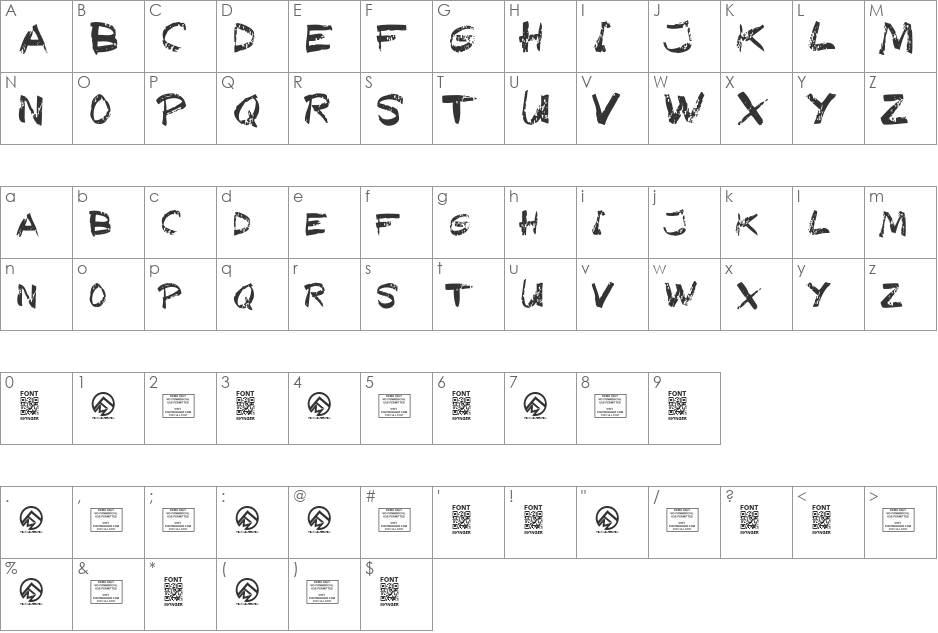 Texas Slaughter font character map preview