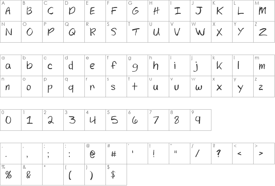Texas Woman Demo font character map preview