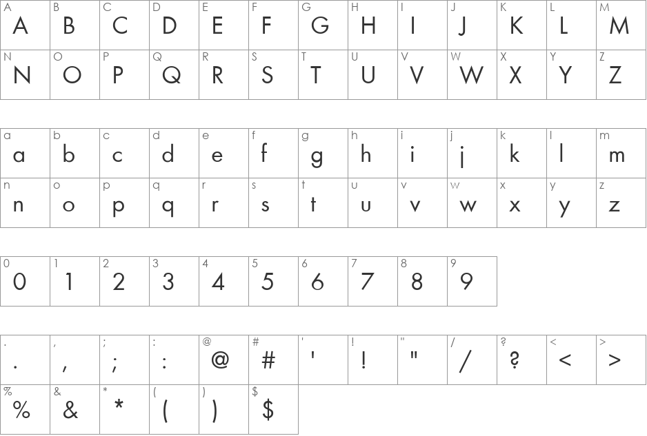 Belmar-Normal font character map preview