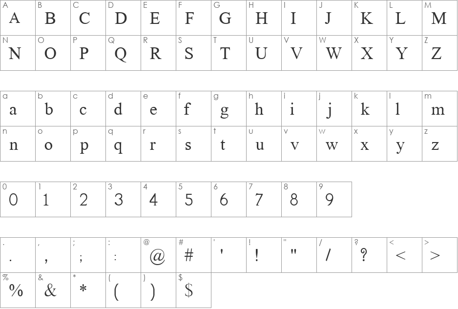 TFChveulebrivi Letter font character map preview