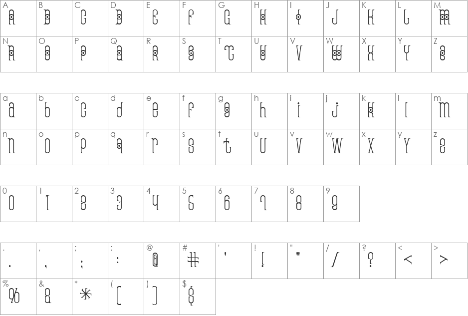 ThaiPedicure font character map preview
