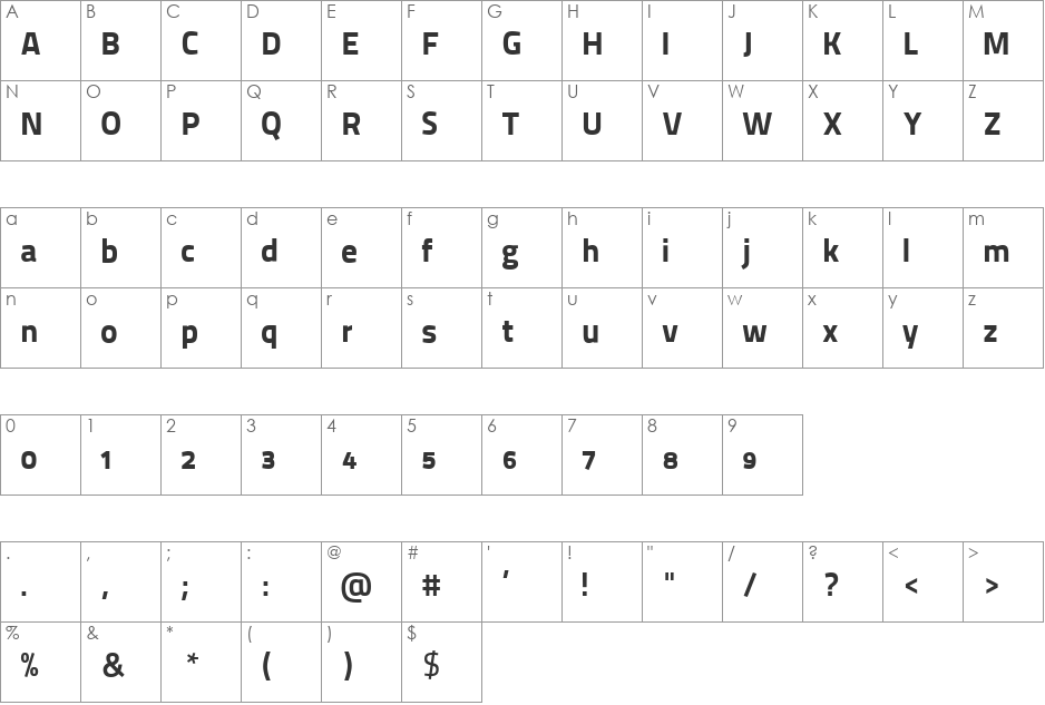 Thaitillium improved 999 font character map preview