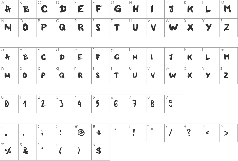 Thanatos font character map preview