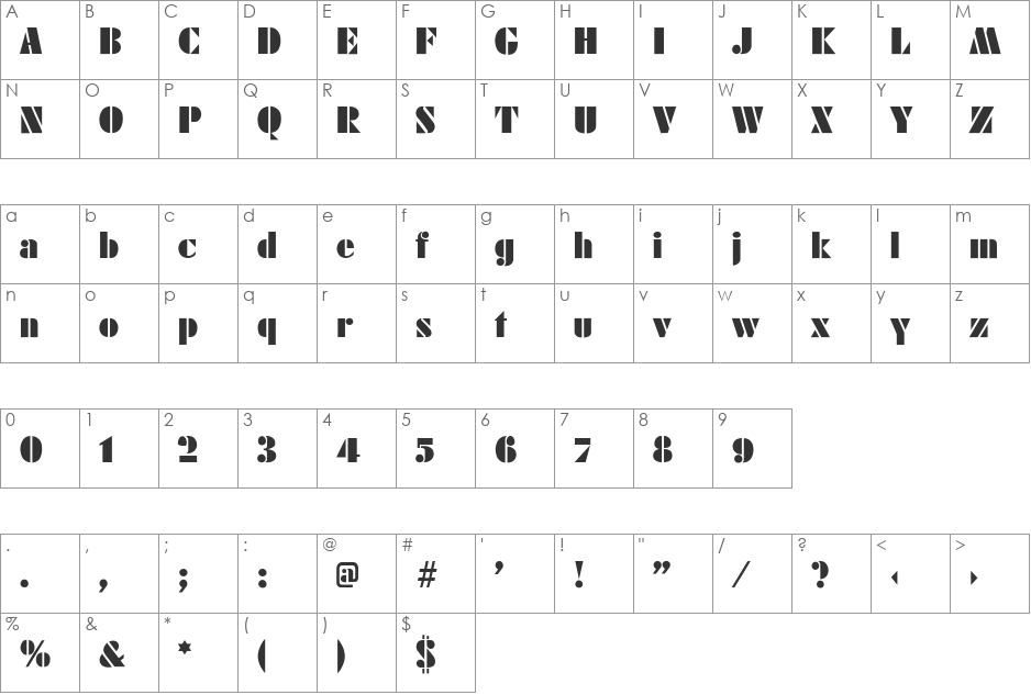 Belmar_Poster-L font character map preview