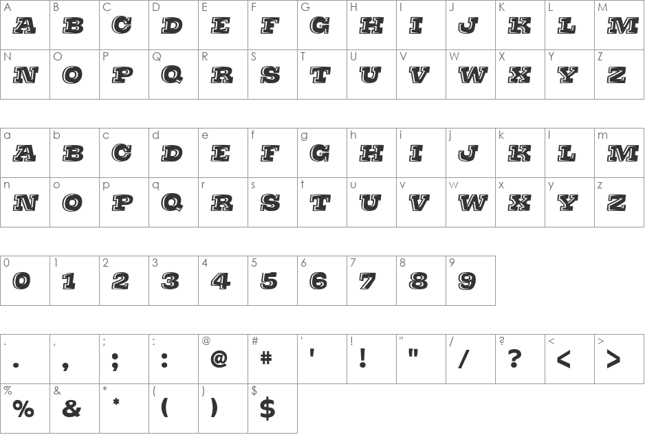 Thats Super font character map preview