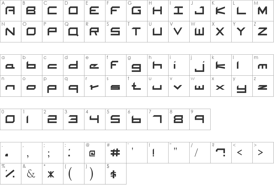 The Adroit font character map preview