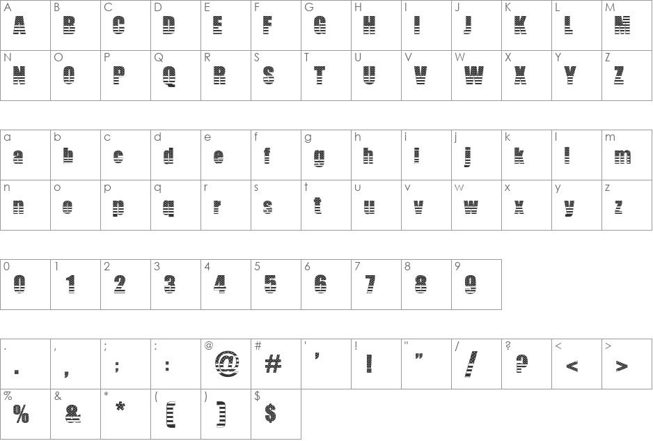 THE AMERICAN font character map preview