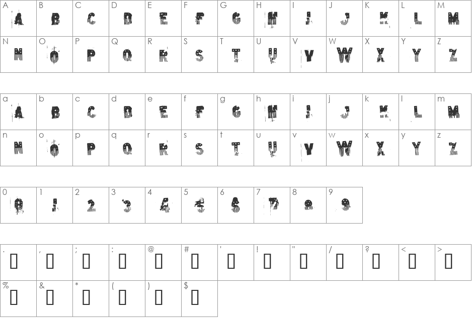 the american flag font character map preview