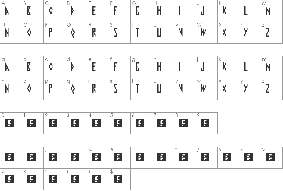 The Antenna font character map preview