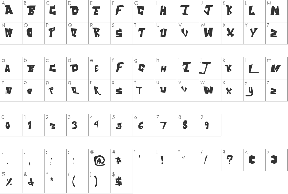 The Aquabats! font character map preview