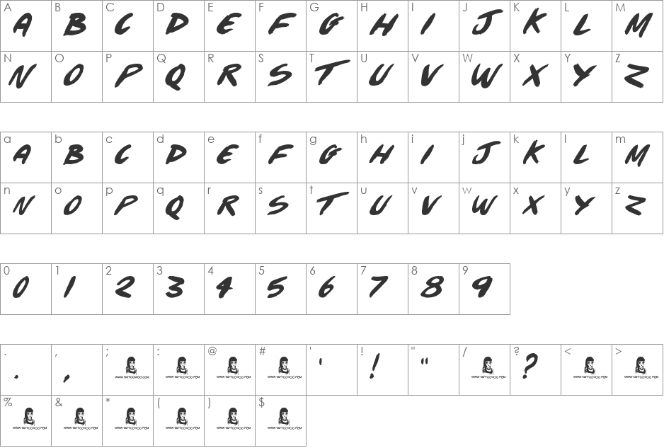 The Beach font character map preview