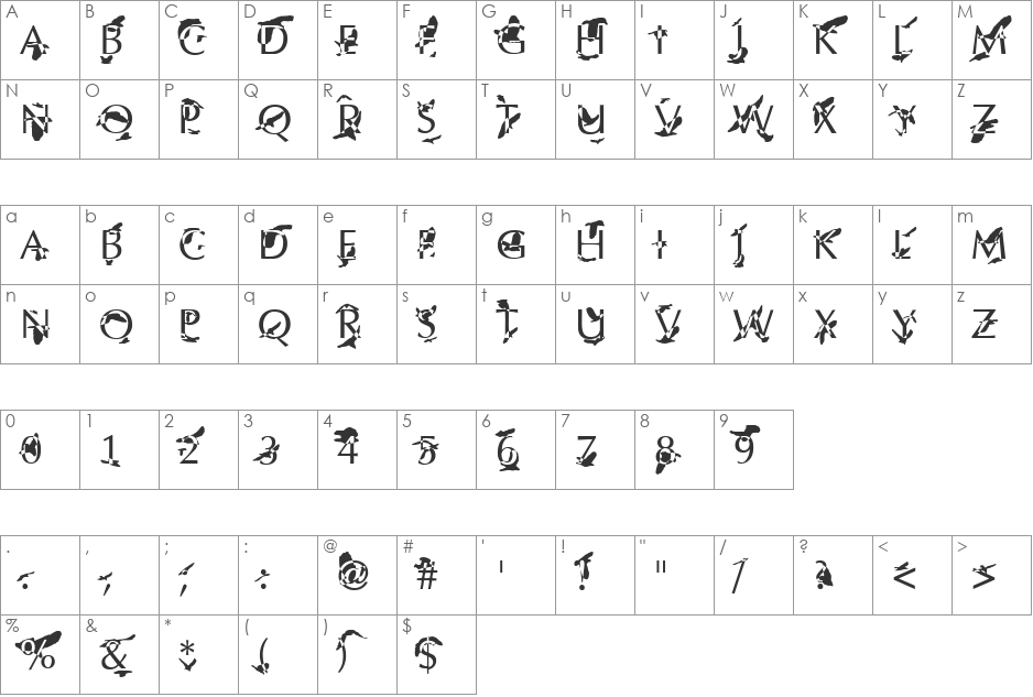 The Birds font character map preview