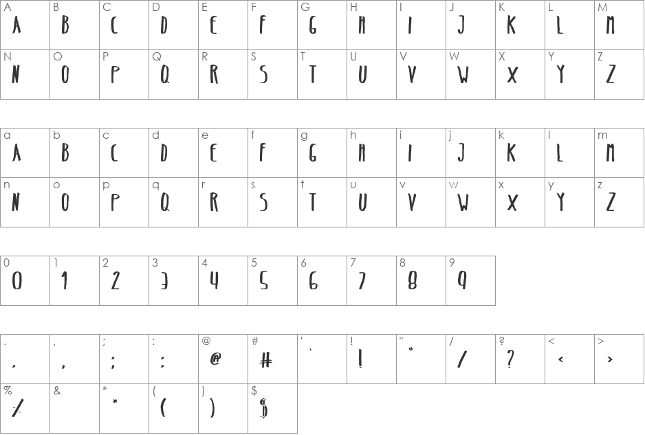 Belta Regular font character map preview