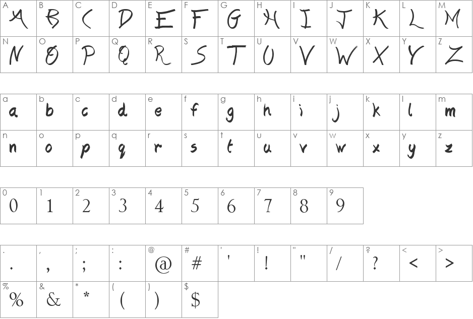 The Blue Oasis font character map preview