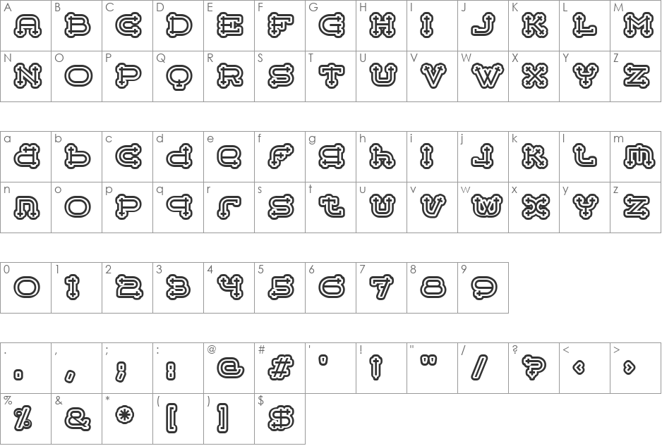 BelterMegaOutlineITC font character map preview