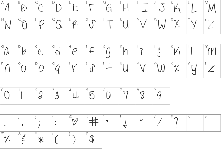 The Definition of Tabulous font character map preview